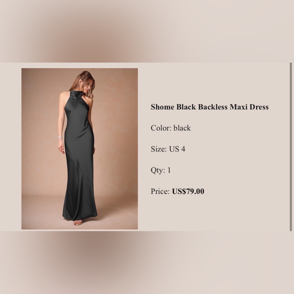 Azazie Shome Black Backless Maxi Dress US 4